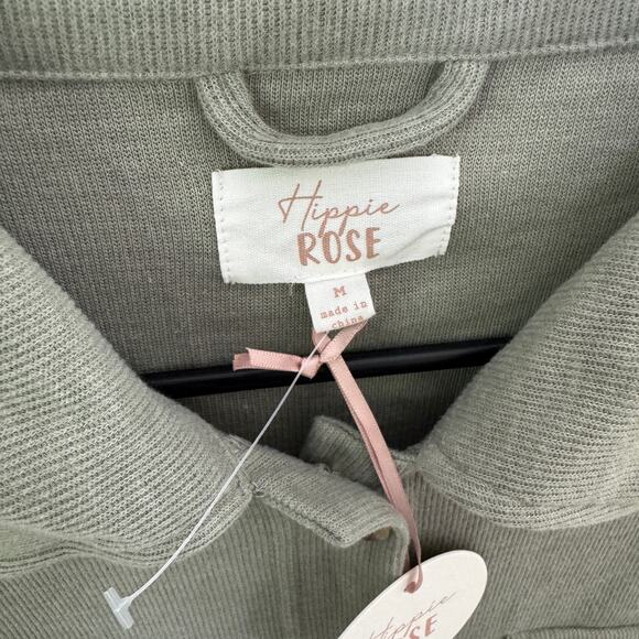 Hippie Rose Button Up Longsleeve Ribbed Shirt US Women's M - Picture 3 of 7